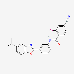 4-cyano-2-fluoro-N-{3-[5-(propan-2-yl)-1,3-benzoxazol-2-yl]phenyl}benzamide