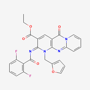 ethyl 6-(2,6-difluorobenzoyl)imino-7-(furan-2-ylmethyl)-2-oxo-1,7,9-triazatricyclo[8.4.0.03,8]tetradeca-3(8),4,9,11,13-pentaene-5-carboxylate