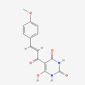 molecular formula C14H12N2O5 B11452322 6-Hydroxy-5-[(2E)-3-(4-methoxyphenyl)prop-2-enoyl]-1,2,3,4-tetrahydropyrimidine-2,4-dione 