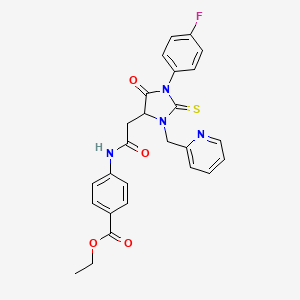 Ethyl 4-({[1-(4-fluorophenyl)-5-oxo-3-(pyridin-2-ylmethyl)-2-thioxoimidazolidin-4-yl]acetyl}amino)benzoate