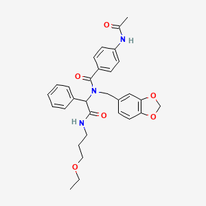 4-(acetylamino)-N-(1,3-benzodioxol-5-ylmethyl)-N-{2-[(3-ethoxypropyl)amino]-2-oxo-1-phenylethyl}benzamide