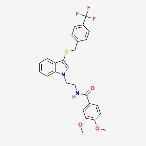 3,4-dimethoxy-N-(2-(3-((4-(trifluoromethyl)benzyl)thio)-1H-indol-1-yl)ethyl)benzamide