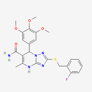 2-[(2-Fluorobenzyl)sulfanyl]-5-methyl-7-(3,4,5-trimethoxyphenyl)-4,7-dihydro[1,2,4]triazolo[1,5-a]pyrimidine-6-carboxamide