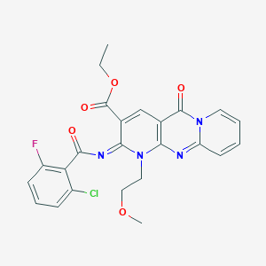 ethyl 6-(2-chloro-6-fluorobenzoyl)imino-7-(2-methoxyethyl)-2-oxo-1,7,9-triazatricyclo[8.4.0.03,8]tetradeca-3(8),4,9,11,13-pentaene-5-carboxylate