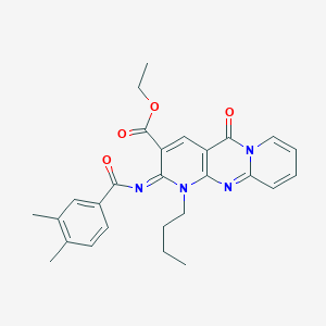 ethyl 7-butyl-6-(3,4-dimethylbenzoyl)imino-2-oxo-1,7,9-triazatricyclo[8.4.0.03,8]tetradeca-3(8),4,9,11,13-pentaene-5-carboxylate