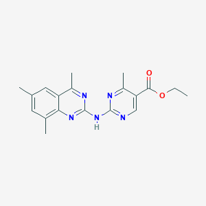 molecular formula C19H21N5O2 B11452534 Ethyl 4-methyl-2-[(4,6,8-trimethylquinazolin-2-yl)amino]pyrimidine-5-carboxylate 