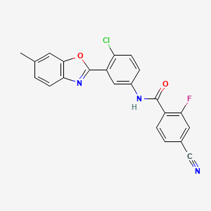 molecular formula C22H13ClFN3O2 B11452560 N-[4-chloro-3-(6-methyl-1,3-benzoxazol-2-yl)phenyl]-4-cyano-2-fluorobenzamide 