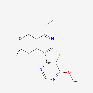 molecular formula C19H23N3O2S B11452575 13-ethoxy-4,4-dimethyl-8-propyl-5-oxa-11-thia-9,14,16-triazatetracyclo[8.7.0.02,7.012,17]heptadeca-1(10),2(7),8,12(17),13,15-hexaene 