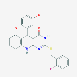 2-[(2-fluorobenzyl)sulfanyl]-5-(3-methoxyphenyl)-5,8,9,10-tetrahydropyrimido[4,5-b]quinoline-4,6(3H,7H)-dione