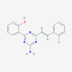 2-{4-amino-6-[(E)-2-(2-chlorophenyl)ethenyl]-1,3,5-triazin-2-yl}phenol