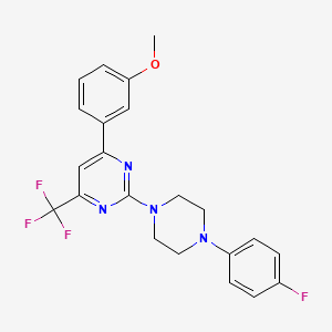 molecular formula C22H20F4N4O B11452622 2-[4-(4-Fluorophenyl)piperazin-1-yl]-4-(3-methoxyphenyl)-6-(trifluoromethyl)pyrimidine 