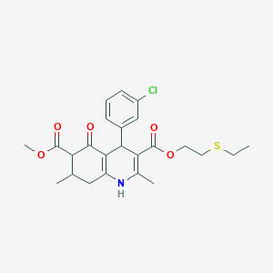 3-[2-(Ethylsulfanyl)ethyl] 6-methyl 4-(3-chlorophenyl)-2,7-dimethyl-5-oxo-1,4,5,6,7,8-hexahydroquinoline-3,6-dicarboxylate