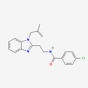 molecular formula C20H20ClN3O B11452644 4-chloro-N-{2-[1-(2-methylprop-2-en-1-yl)-1H-benzimidazol-2-yl]ethyl}benzamide 