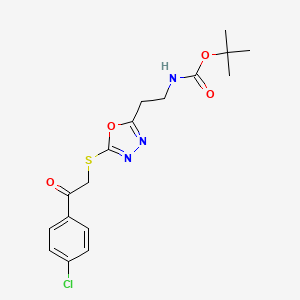 molecular formula C17H20ClN3O4S B11452648 Tert-butyl [2-(5-{[2-(4-chlorophenyl)-2-oxoethyl]sulfanyl}-1,3,4-oxadiazol-2-yl)ethyl]carbamate 