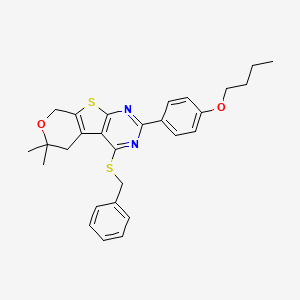 3-benzylsulfanyl-5-(4-butoxyphenyl)-12,12-dimethyl-11-oxa-8-thia-4,6-diazatricyclo[7.4.0.02,7]trideca-1(9),2(7),3,5-tetraene