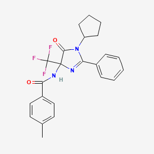 molecular formula C23H22F3N3O2 B11452715 N-[1-cyclopentyl-5-oxo-2-phenyl-4-(trifluoromethyl)-4,5-dihydro-1H-imidazol-4-yl]-4-methylbenzamide 