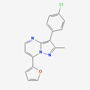 molecular formula C17H12ClN3O B11452809 3-(4-Chlorophenyl)-7-(furan-2-yl)-2-methylpyrazolo[1,5-a]pyrimidine 