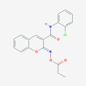 (2Z)-N-(2-chlorophenyl)-2-[(propanoyloxy)imino]-2H-chromene-3-carboxamide