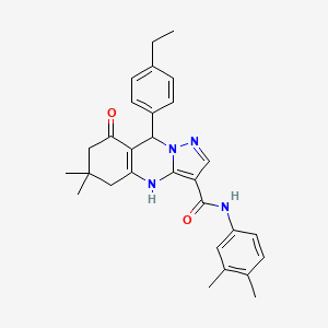 N-(3,4-dimethylphenyl)-9-(4-ethylphenyl)-6,6-dimethyl-8-oxo-4,5,6,7,8,9-hexahydropyrazolo[5,1-b]quinazoline-3-carboxamide