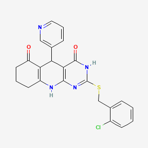 2-[(2-chlorobenzyl)sulfanyl]-5-(pyridin-3-yl)-5,8,9,10-tetrahydropyrimido[4,5-b]quinoline-4,6(3H,7H)-dione