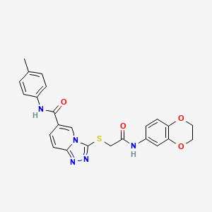 3-{[2-(2,3-dihydro-1,4-benzodioxin-6-ylamino)-2-oxoethyl]sulfanyl}-N-(4-methylphenyl)[1,2,4]triazolo[4,3-a]pyridine-6-carboxamide