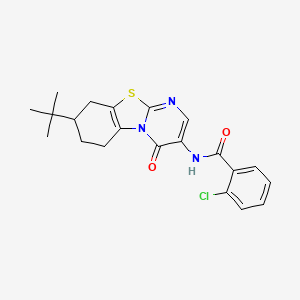 N-(8-tert-butyl-4-oxo-6,7,8,9-tetrahydro-4H-pyrimido[2,1-b][1,3]benzothiazol-3-yl)-2-chlorobenzamide