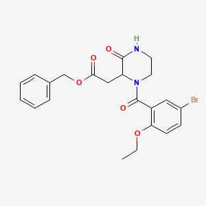 molecular formula C22H23BrN2O5 B11452867 Benzyl {1-[(5-bromo-2-ethoxyphenyl)carbonyl]-3-oxopiperazin-2-yl}acetate 