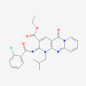 ethyl 6-(2-chlorobenzoyl)imino-7-(2-methylpropyl)-2-oxo-1,7,9-triazatricyclo[8.4.0.03,8]tetradeca-3(8),4,9,11,13-pentaene-5-carboxylate