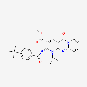 ethyl 6-(4-tert-butylbenzoyl)imino-2-oxo-7-propan-2-yl-1,7,9-triazatricyclo[8.4.0.03,8]tetradeca-3(8),4,9,11,13-pentaene-5-carboxylate