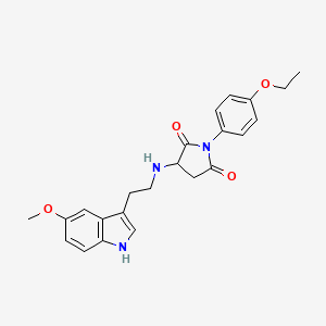 molecular formula C23H25N3O4 B11452941 1-(4-ethoxyphenyl)-3-{[2-(5-methoxy-1H-indol-3-yl)ethyl]amino}pyrrolidine-2,5-dione 