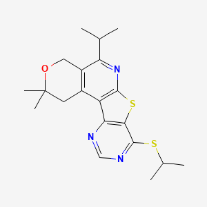 4,4-dimethyl-8-propan-2-yl-13-propan-2-ylsulfanyl-5-oxa-11-thia-9,14,16-triazatetracyclo[8.7.0.02,7.012,17]heptadeca-1(10),2(7),8,12(17),13,15-hexaene