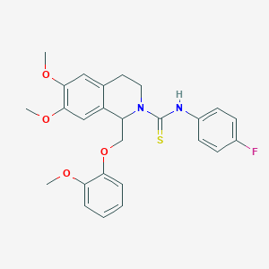 N-(4-fluorophenyl)-6,7-dimethoxy-1-((2-methoxyphenoxy)methyl)-3,4-dihydroisoquinoline-2(1H)-carbothioamide