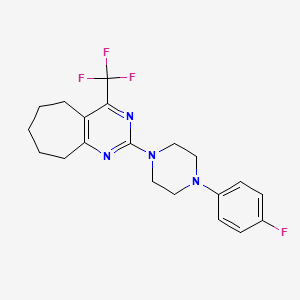 molecular formula C20H22F4N4 B11452968 2-[4-(4-fluorophenyl)piperazin-1-yl]-4-(trifluoromethyl)-6,7,8,9-tetrahydro-5H-cyclohepta[d]pyrimidine 