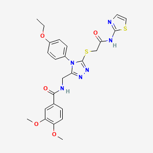 molecular formula C25H26N6O5S2 B11452971 N-((4-(4-ethoxyphenyl)-5-((2-oxo-2-(thiazol-2-ylamino)ethyl)thio)-4H-1,2,4-triazol-3-yl)methyl)-3,4-dimethoxybenzamide 