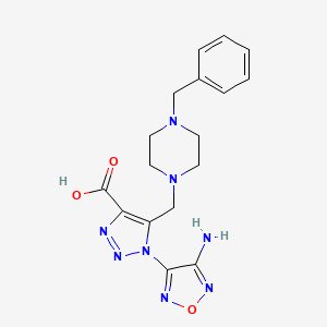 molecular formula C17H20N8O3 B11452977 1-(4-amino-1,2,5-oxadiazol-3-yl)-5-[(4-benzylpiperazin-1-yl)methyl]-1H-1,2,3-triazole-4-carboxylic acid 