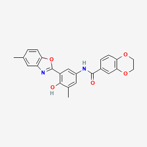 N-[4-hydroxy-3-methyl-5-(5-methyl-1,3-benzoxazol-2-yl)phenyl]-2,3-dihydro-1,4-benzodioxine-6-carboxamide