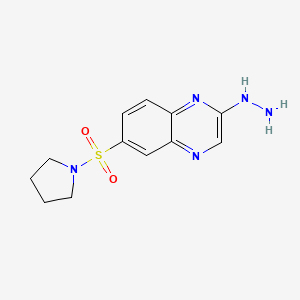 molecular formula C12H15N5O2S B11453019 2-Hydrazinyl-6-(pyrrolidin-1-ylsulfonyl)quinoxaline 