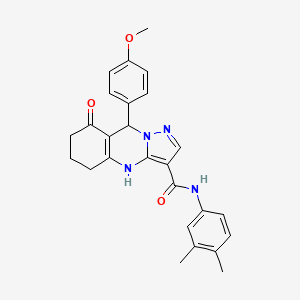 molecular formula C26H26N4O3 B11453039 N-(3,4-dimethylphenyl)-9-(4-methoxyphenyl)-8-oxo-4,5,6,7,8,9-hexahydropyrazolo[5,1-b]quinazoline-3-carboxamide 