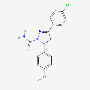 molecular formula C17H16ClN3OS B11453107 3-(4-Chlorophenyl)-5-(4-methoxyphenyl)-4,5-dihydro-1H-pyrazole-1-carbothioamide 