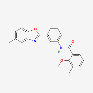 molecular formula C24H22N2O3 B11453118 N-[3-(5,7-dimethyl-1,3-benzoxazol-2-yl)phenyl]-2-methoxy-3-methylbenzamide 