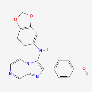 4-[3-(1,3-Benzodioxol-5-ylamino)imidazo[1,2-a]pyrazin-2-yl]phenol