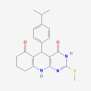 2-(methylsulfanyl)-5-[4-(propan-2-yl)phenyl]-5,8,9,10-tetrahydropyrimido[4,5-b]quinoline-4,6(3H,7H)-dione