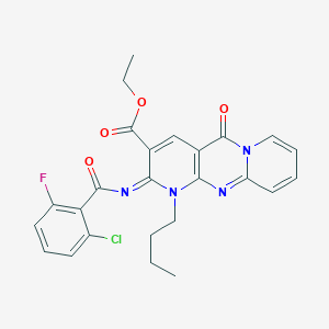 ethyl 7-butyl-6-(2-chloro-6-fluorobenzoyl)imino-2-oxo-1,7,9-triazatricyclo[8.4.0.03,8]tetradeca-3(8),4,9,11,13-pentaene-5-carboxylate