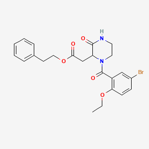 molecular formula C23H25BrN2O5 B11453176 2-Phenylethyl {1-[(5-bromo-2-ethoxyphenyl)carbonyl]-3-oxopiperazin-2-yl}acetate 