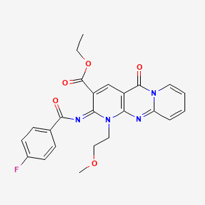 ethyl 6-(4-fluorobenzoyl)imino-7-(2-methoxyethyl)-2-oxo-1,7,9-triazatricyclo[8.4.0.03,8]tetradeca-3(8),4,9,11,13-pentaene-5-carboxylate