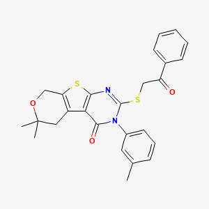 12,12-dimethyl-4-(3-methylphenyl)-5-phenacylsulfanyl-11-oxa-8-thia-4,6-diazatricyclo[7.4.0.02,7]trideca-1(9),2(7),5-trien-3-one