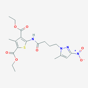 diethyl 3-methyl-5-{[4-(5-methyl-3-nitro-1H-pyrazol-1-yl)butanoyl]amino}thiophene-2,4-dicarboxylate