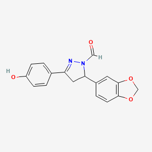 molecular formula C17H14N2O4 B11453228 5-(1,3-benzodioxol-5-yl)-3-(4-hydroxyphenyl)-4,5-dihydro-1H-pyrazole-1-carbaldehyde 