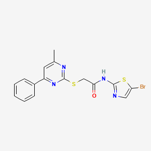 molecular formula C16H13BrN4OS2 B11453294 N-(5-bromo-1,3-thiazol-2-yl)-2-[(4-methyl-6-phenylpyrimidin-2-yl)sulfanyl]acetamide 