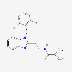 molecular formula C21H17ClFN3OS B11453295 N-{2-[1-(2-chloro-6-fluorobenzyl)-1H-benzimidazol-2-yl]ethyl}thiophene-2-carboxamide 